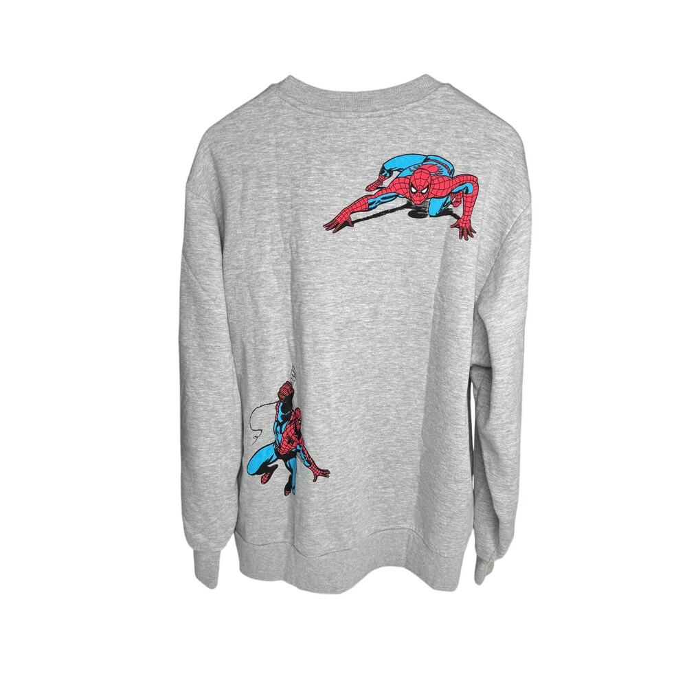 Marvel Spider-Man Gray Graphic Crewneck Sweatshirt Medium Pullover Embroidered - Picture 2 of 12